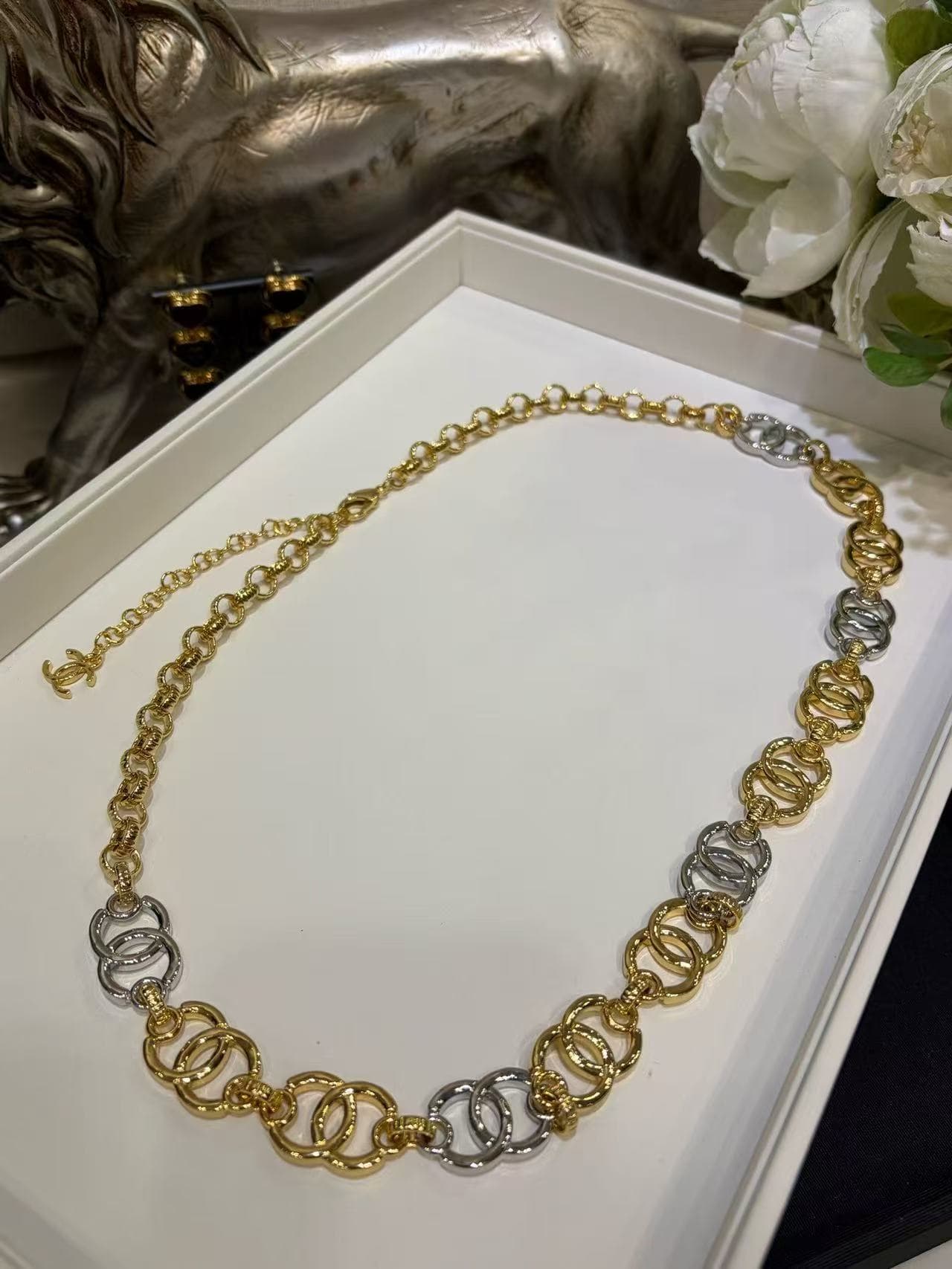 Chanel Chain Belt Gold & Silver Metal High
