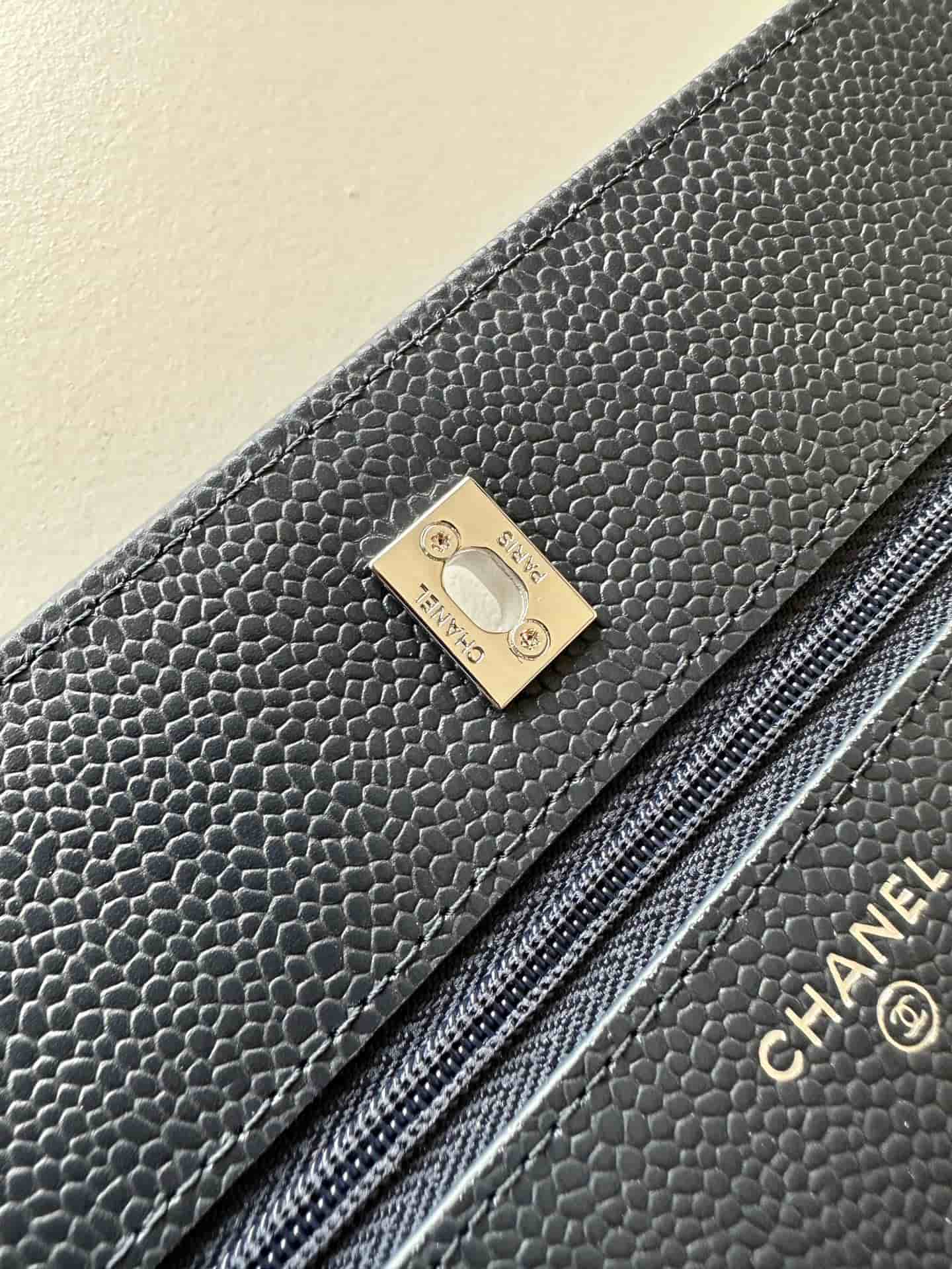 Chanel Classic Wallet on Chain Grained Shiny Calfskin & Silver-Tone Metal AP4241 Black High