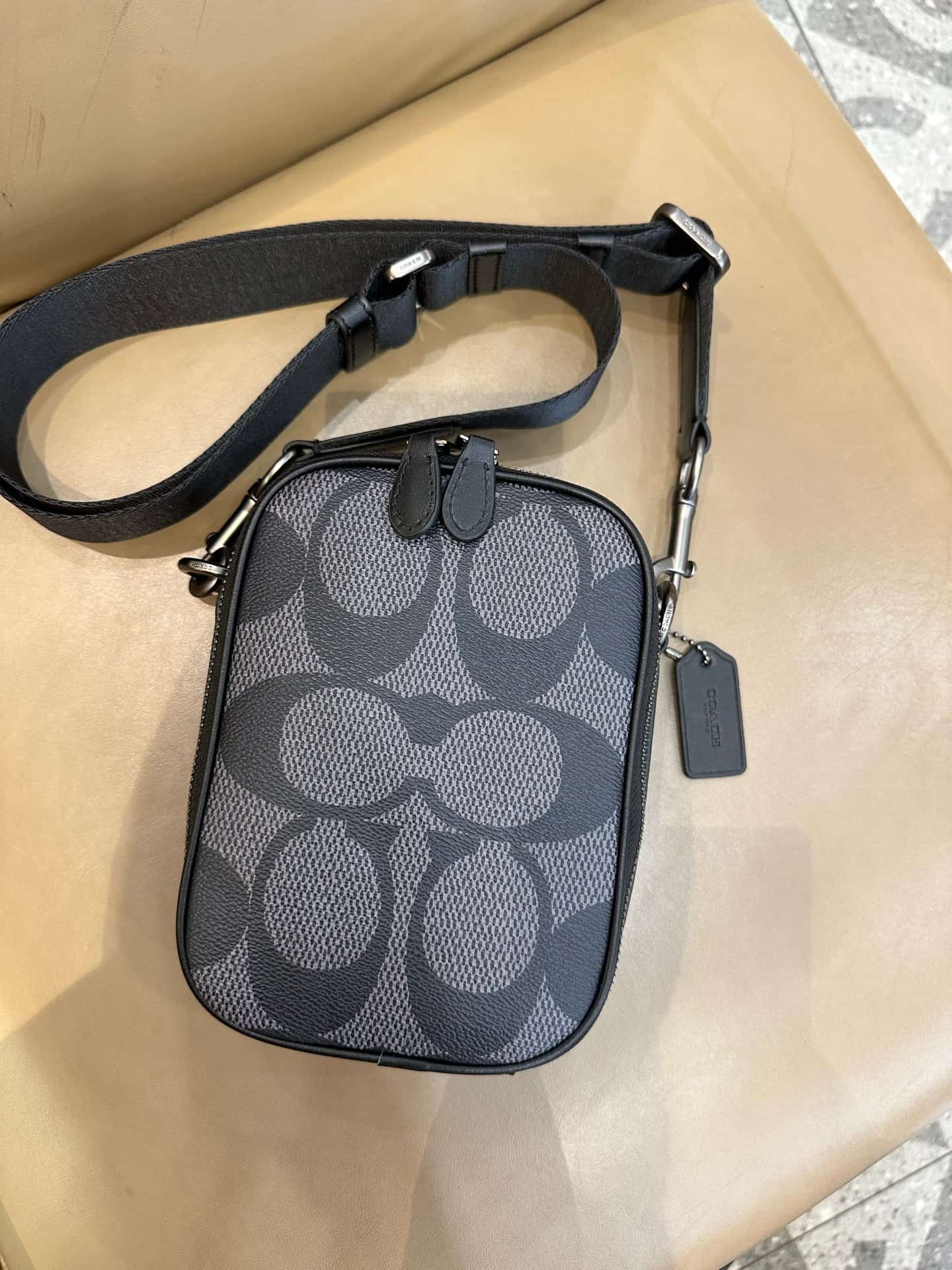Coach Stanton Crossbody Bag in Charcoal Black Signature Canvas High