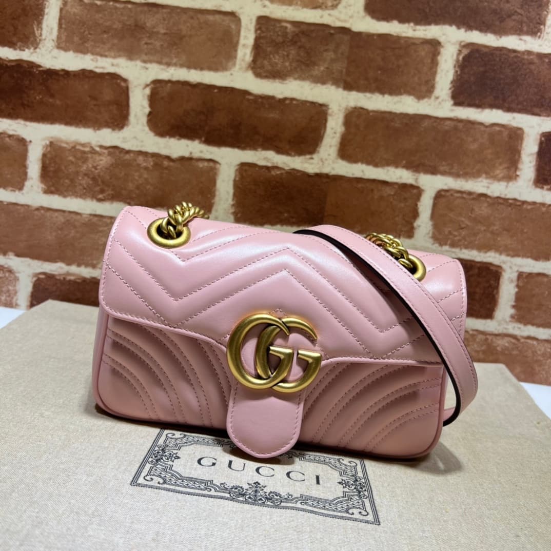 GG Marmont mini New matelassé shoulder bag 446744 Pink High