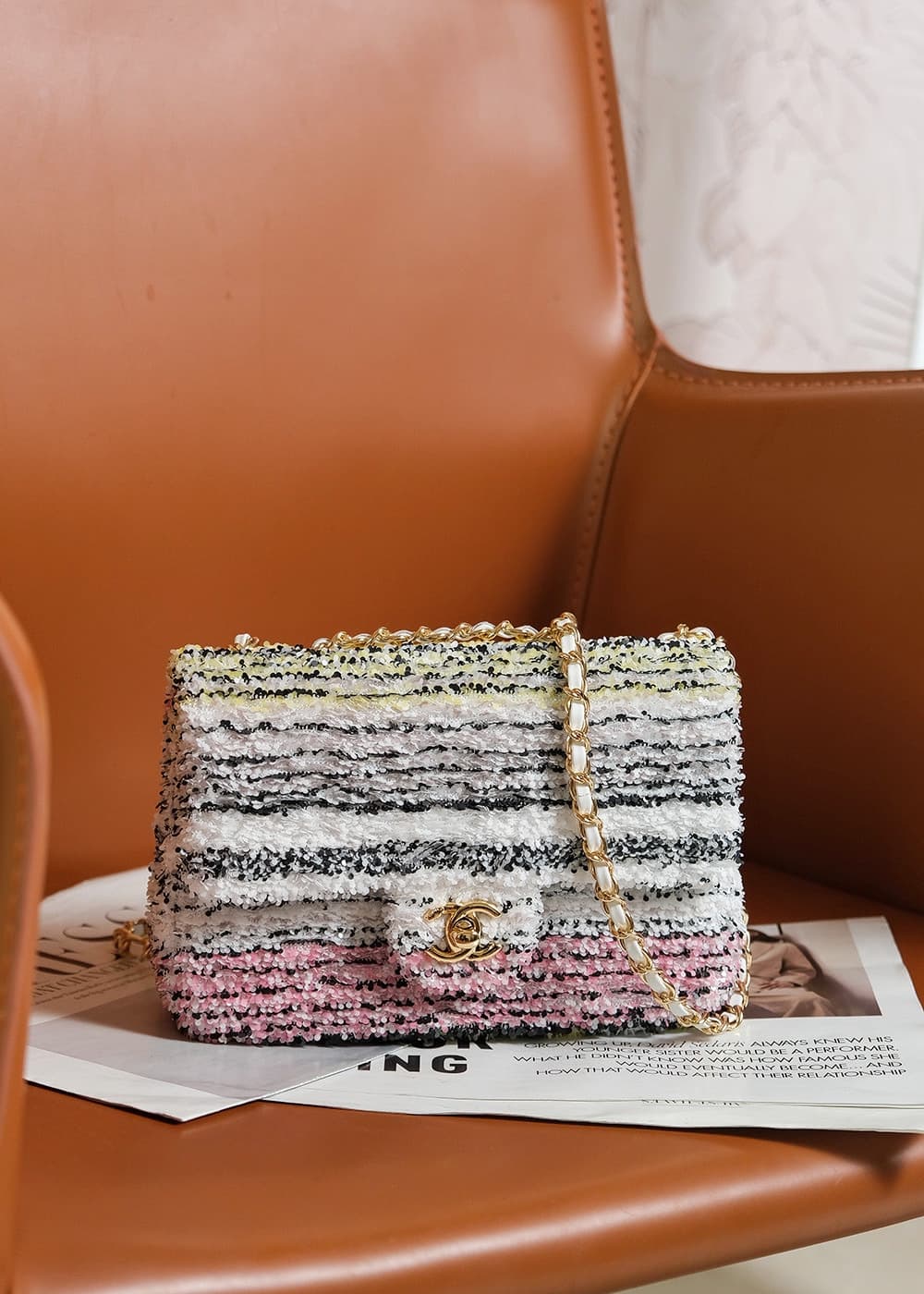 Chanel Flap Bag Sequins & Gold-Tone Metal AS4561  A