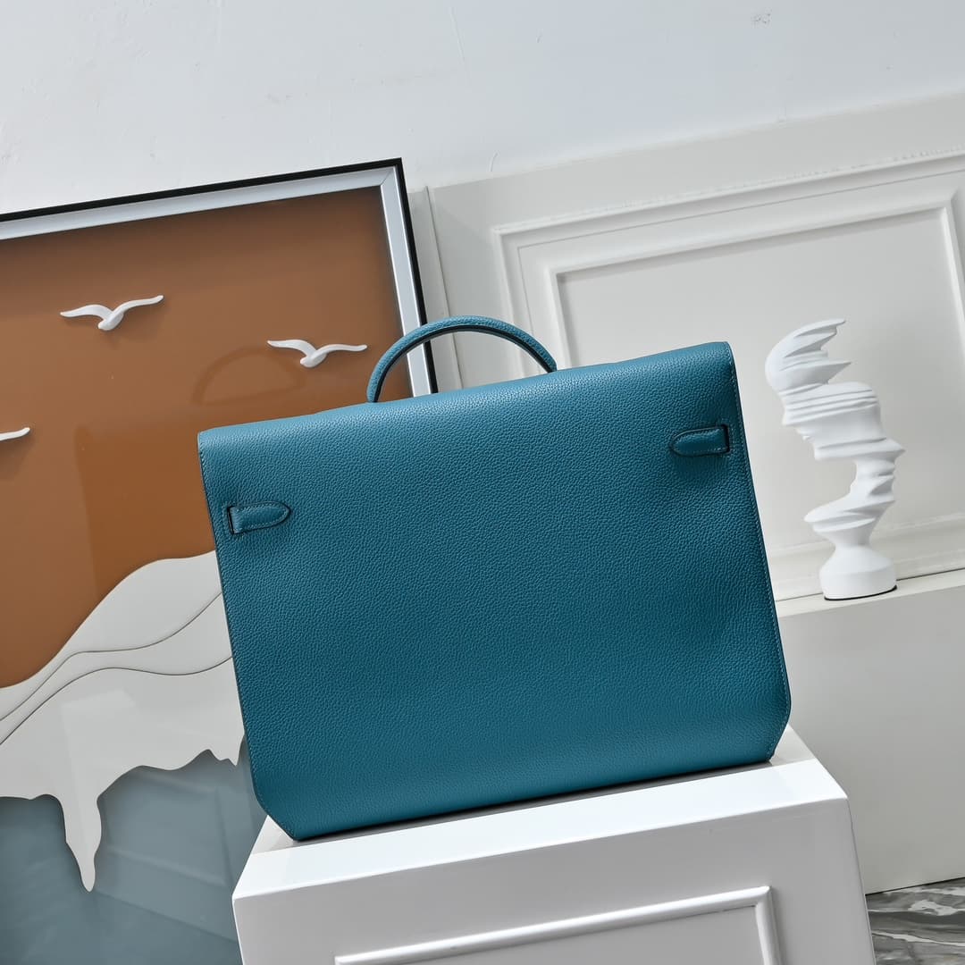 Hermes Kelly depeches Togo 36 briefcase In Blue CalfskIn WAX High