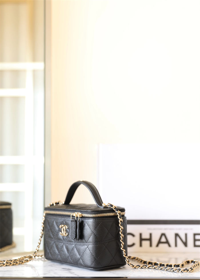 Chanel Handle Box Bag Grained Shiny Calfskin & Gold-Tone Metal TOP
