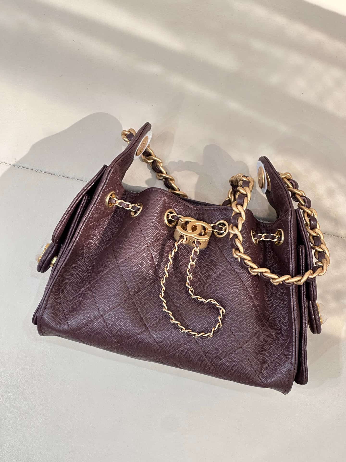 CHANEL 25 Mini Handbag AS5631 Grained Calfskin & Gold-tone Metal Brown TOP