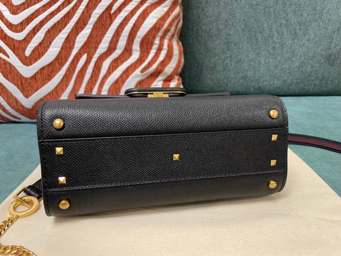 Valentino Mini Vsling Handbag In Black Grainy Calfskin High