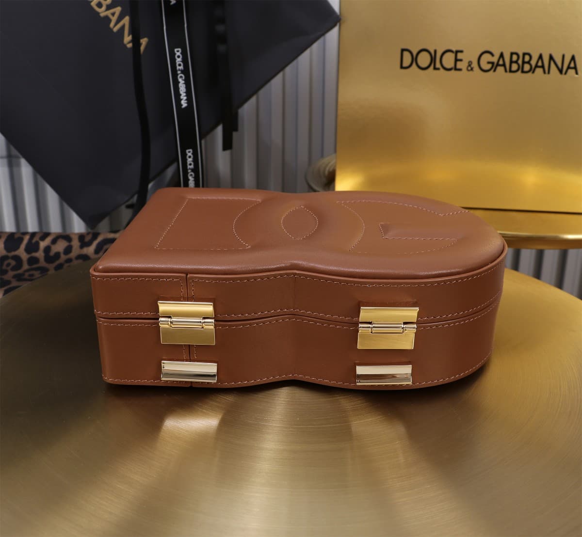 Dolce & Gabbana brown leather DG Logo handbag high