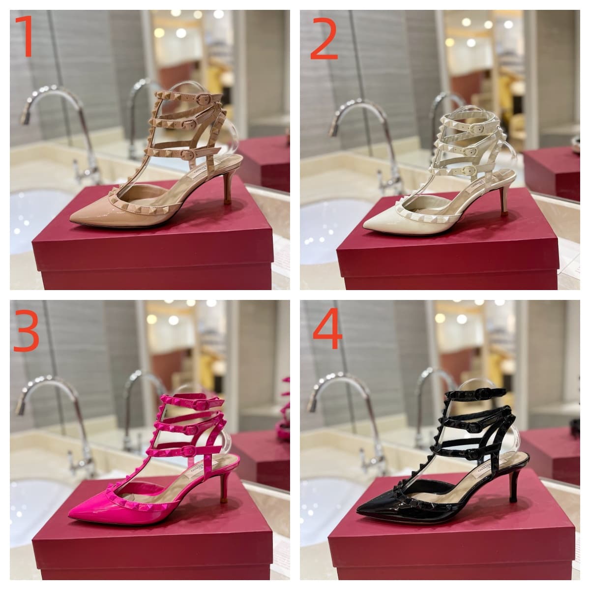 Valentino Rockstud Accents Leather Pump Shoes Women