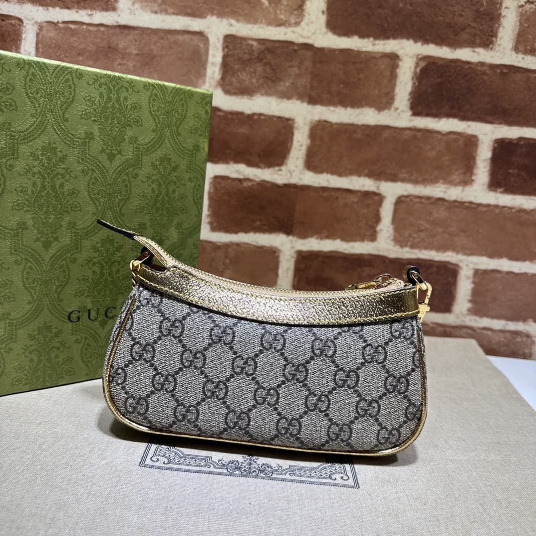 OPHIDIA MINI BAG 764960 Beige and ebony GG Supreme canvas High
