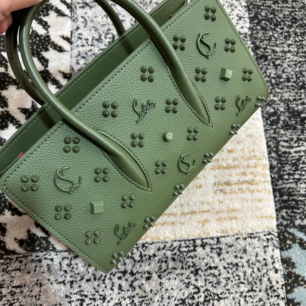 Christian Louboutin Paloma leather tote bag in Green with spikes &studs High