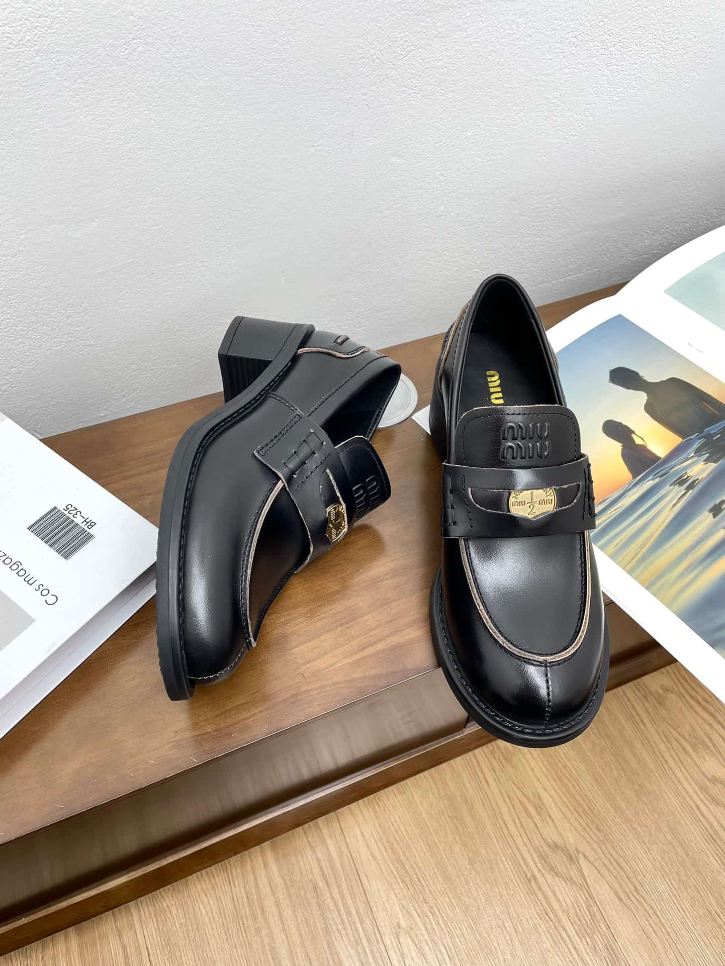 Miu Miu plaque Leather Loafer Shoes Women