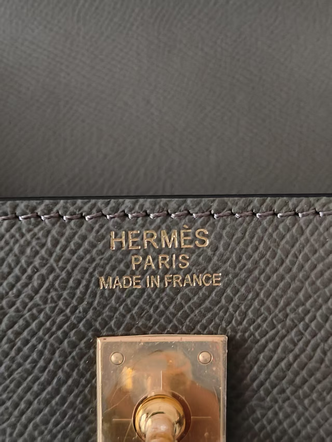 Hermes Kelly 25/28cm Sellier Bag Epsom Leather Silver/Gold Metal In Etain High