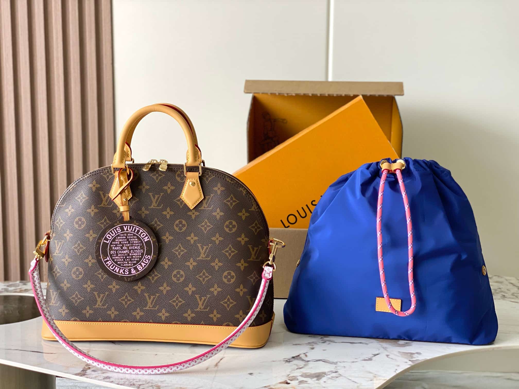 Louis Vuitton Alma MM Monogram Blue Coated canvas M27327 TOP
