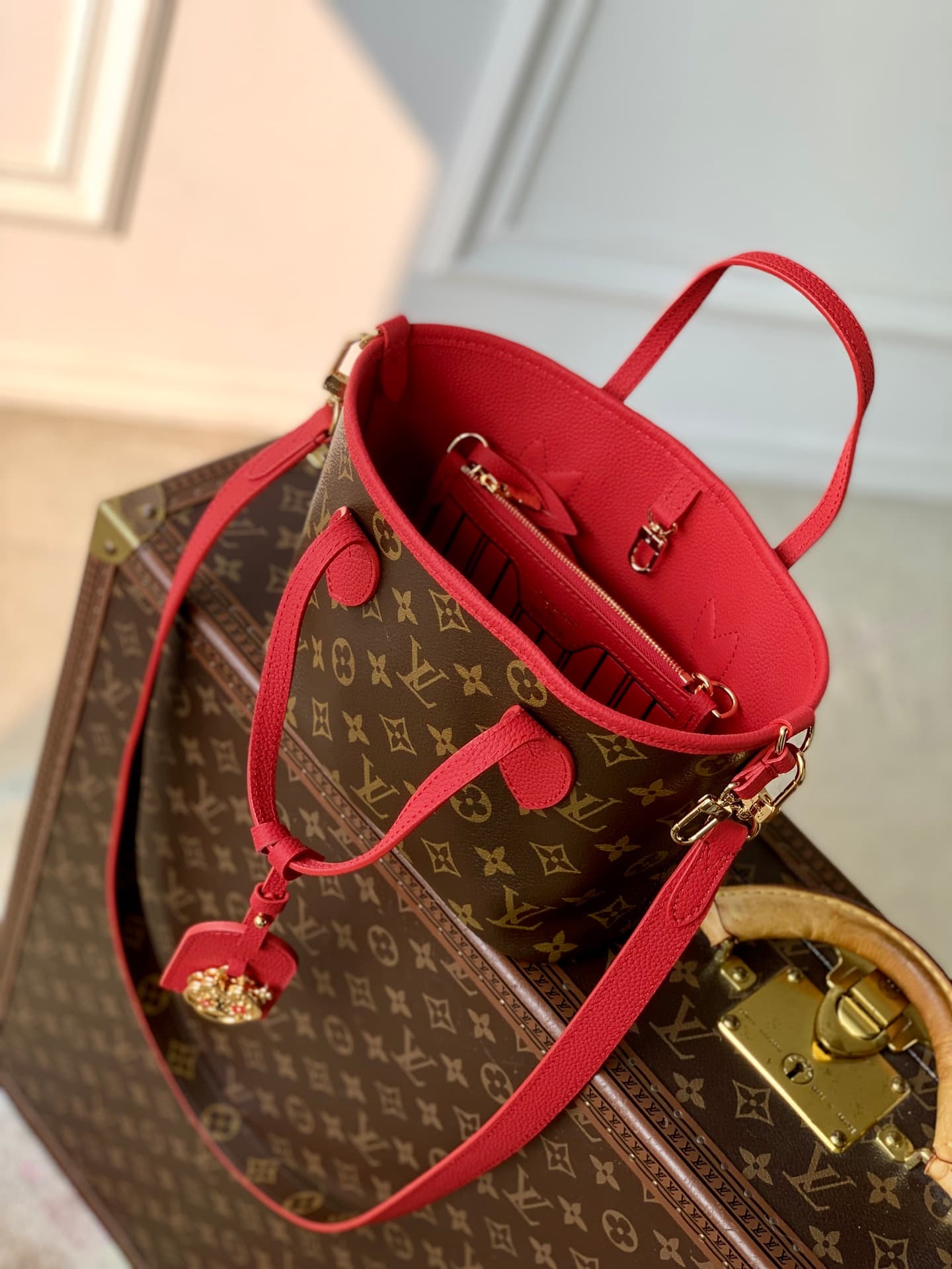 Louis Vuitton Neverfull Inside Out BB Monogram/Sari Red M28318 High