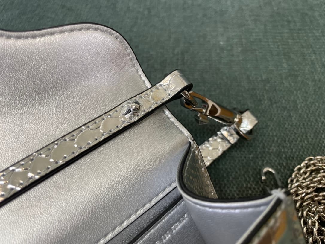 Valentino Garavani MINILOC mini shoulder bag 1133S Calfskin Silver High