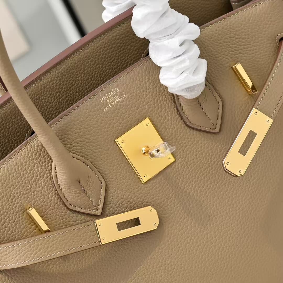 Hermes Birkin 25/30/35cm Bag Calfskin Silver/Gold Metal In Trench High