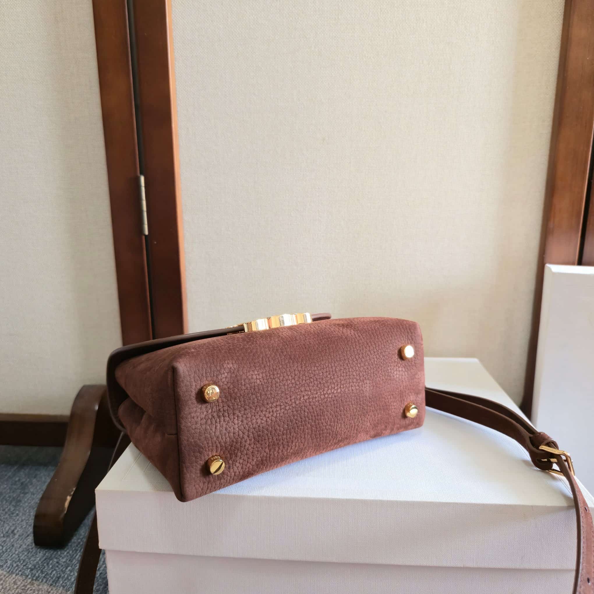 Celine Mini Nino Bag in Chestnut Grained Nubuck Calfskin High