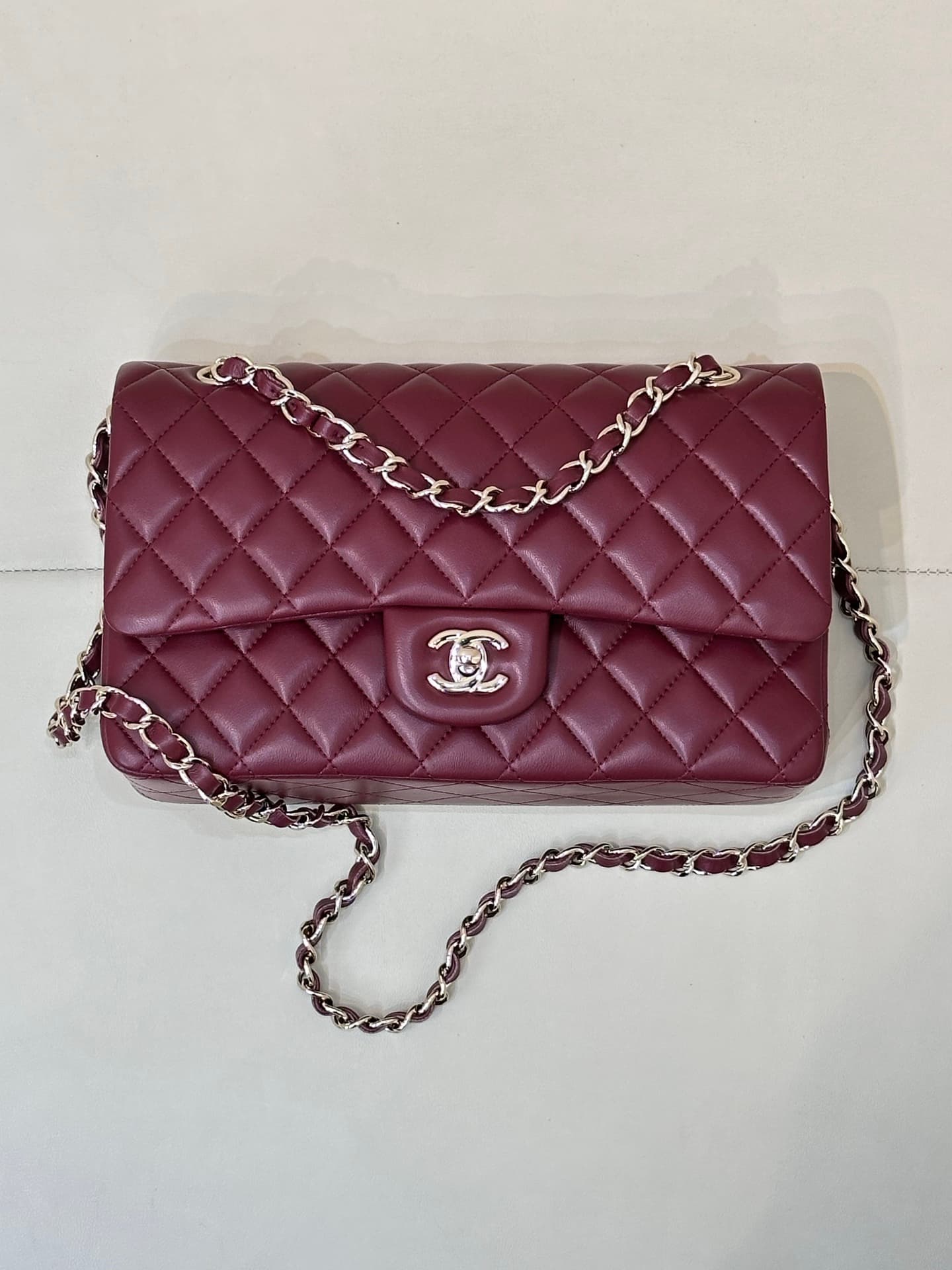 Chanel Medium CLASSIC HANDBAG Lambskin Gold-Tone Metal Dark Brown TOP