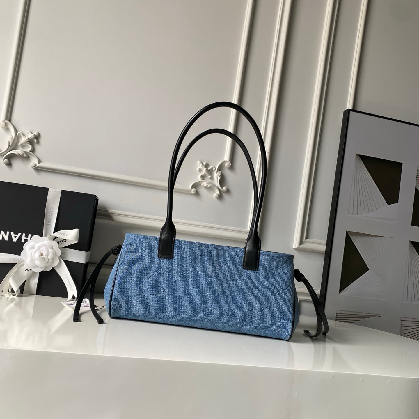 Chanel SMALL SHOPPING BAG Denim with Calfskin& Gold-Tone Metal AS6288 A