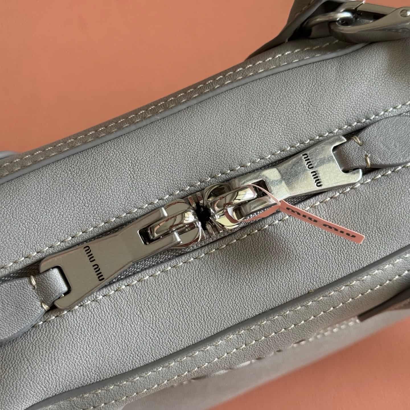 Miu Miu Vivant nappa leather bag Chalk Grey 5bb199 TOP
