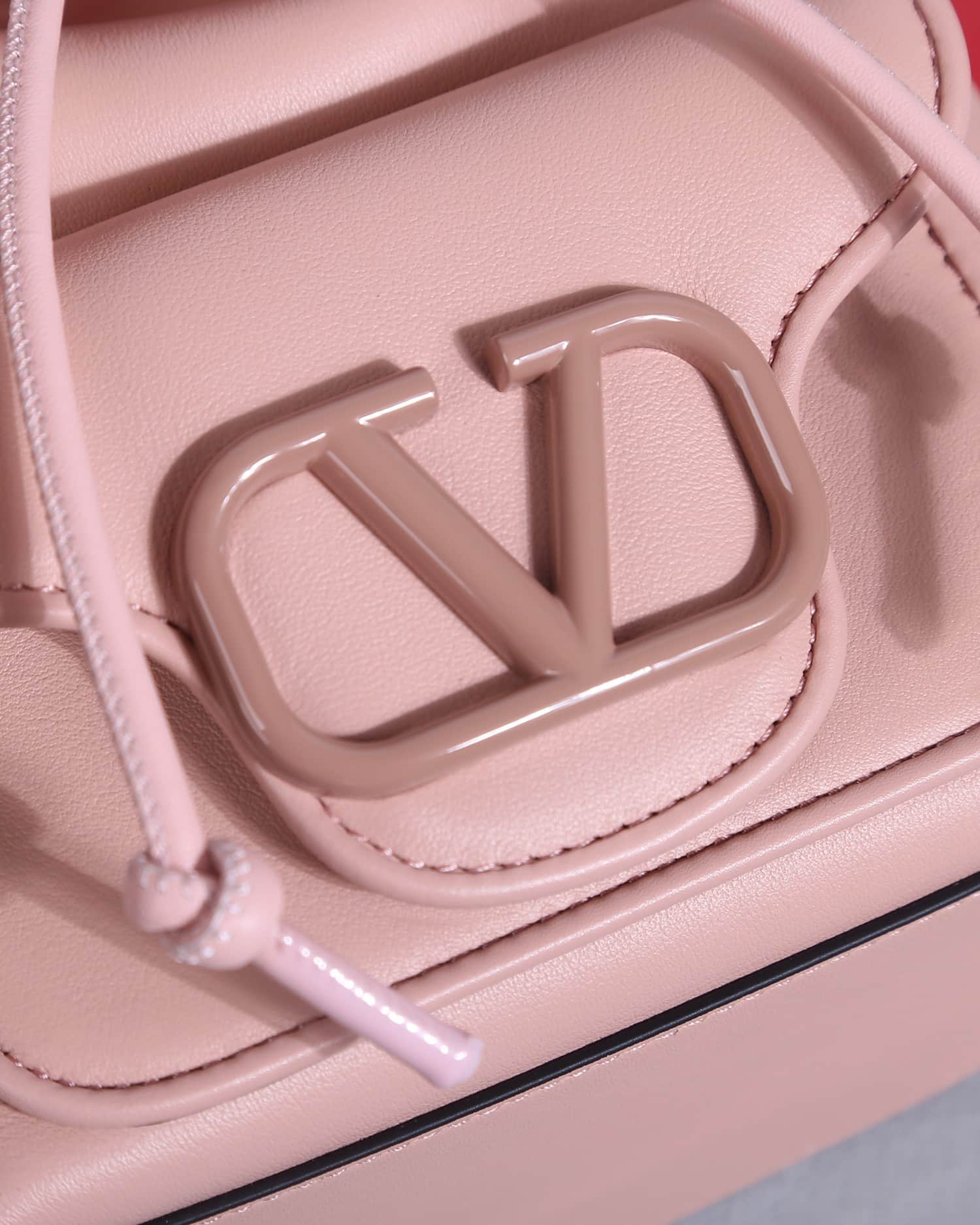 Valentino Garavani Locò calfskin leather bucket bag in soft pink 22058 High