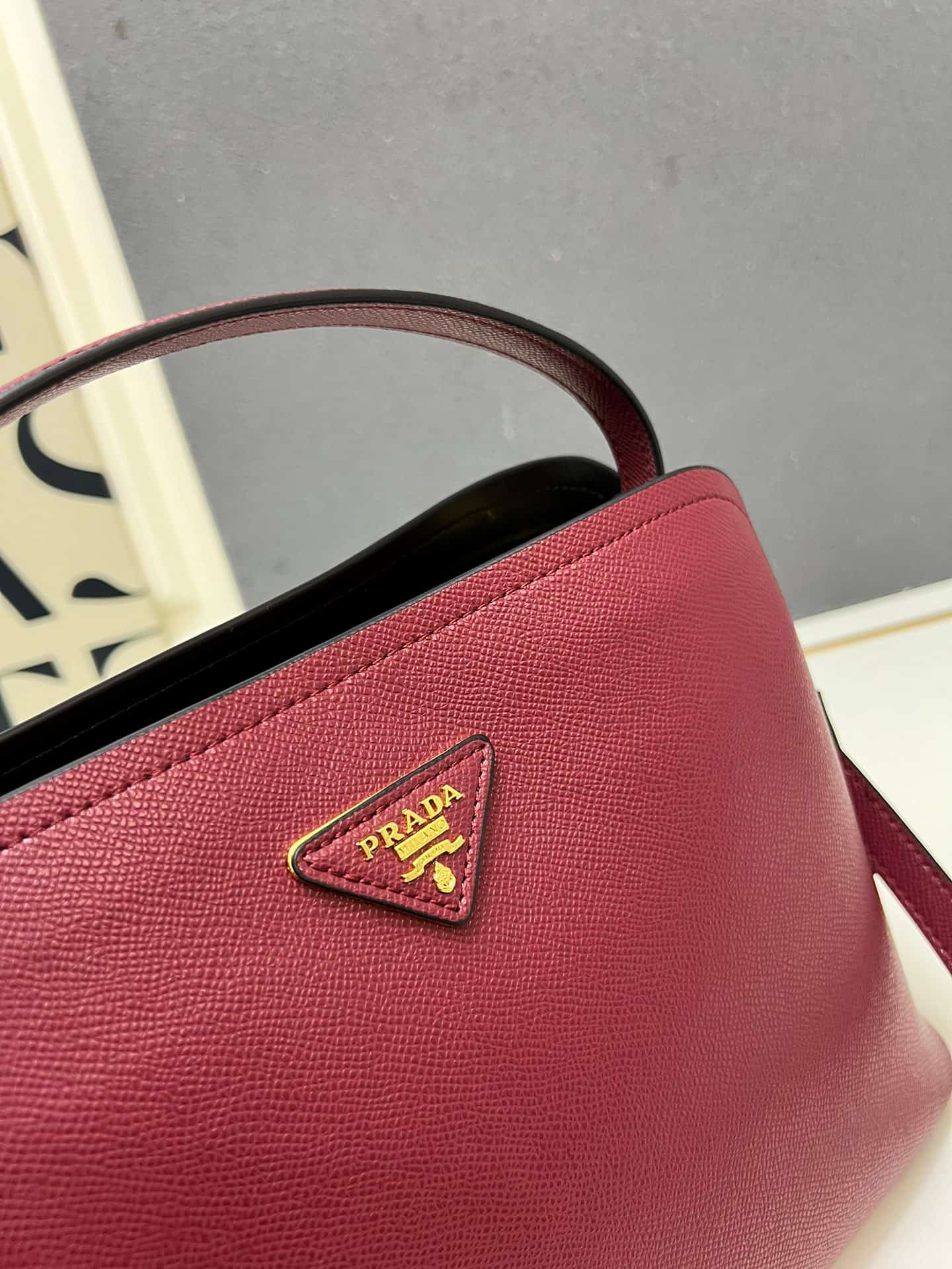 Prada Saffiano Leather Matinée Handbag Claret