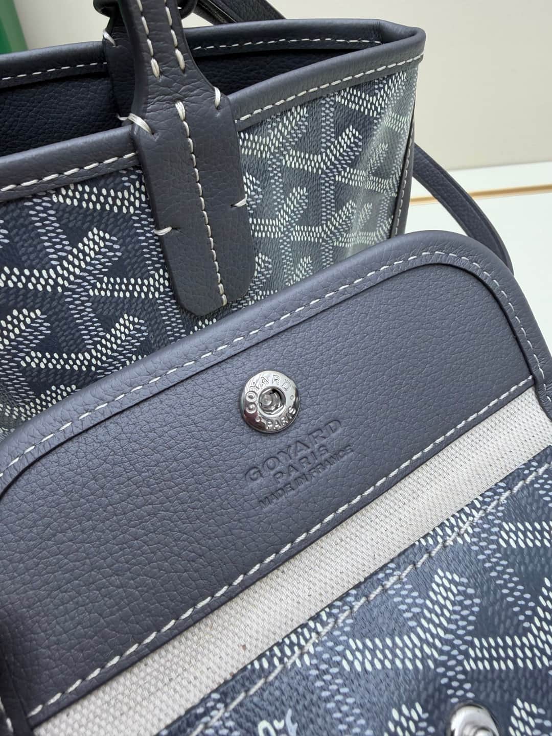 Goyard Mini Anjou Tote Goyardine Canvas with White Painted Mascot Grey High