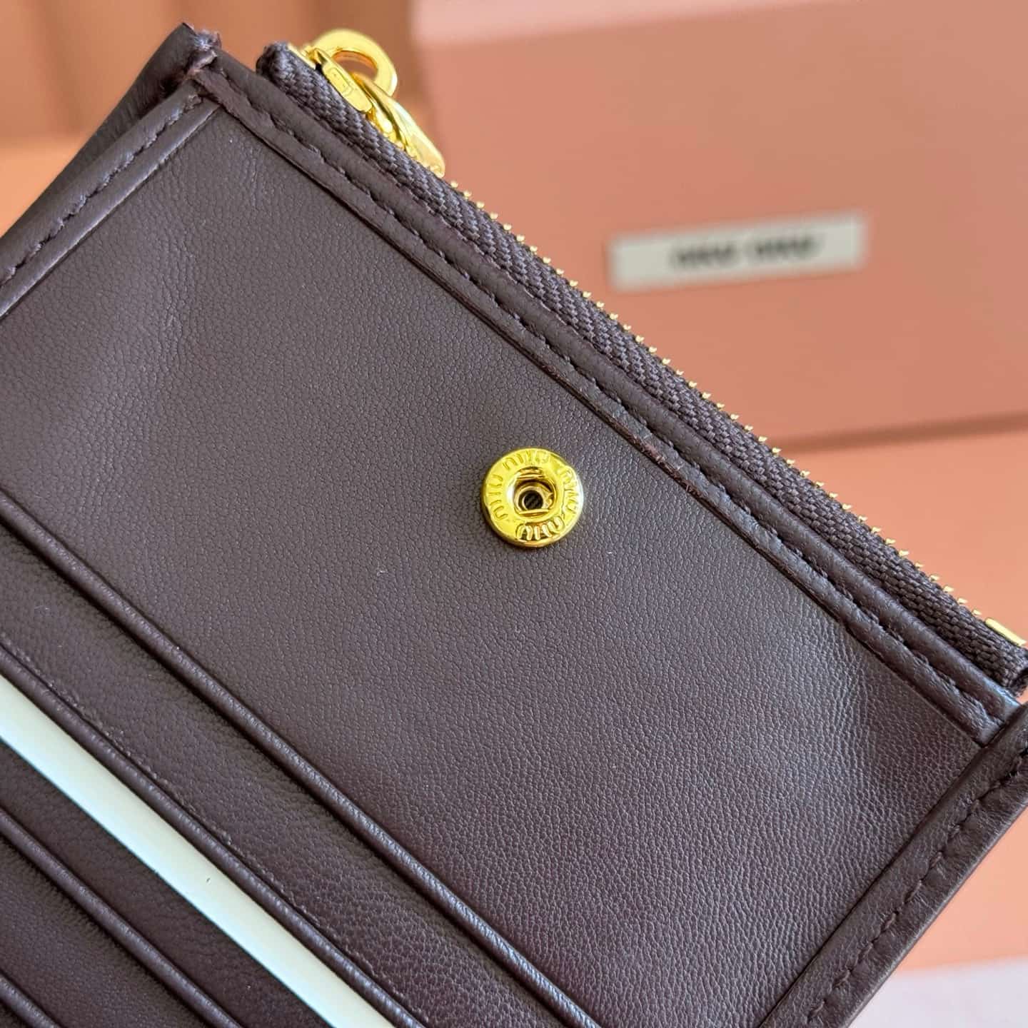 Miu Miu Begonia Dark Brown Matelassé Nappa Leather Wallet 5MV017 TOP