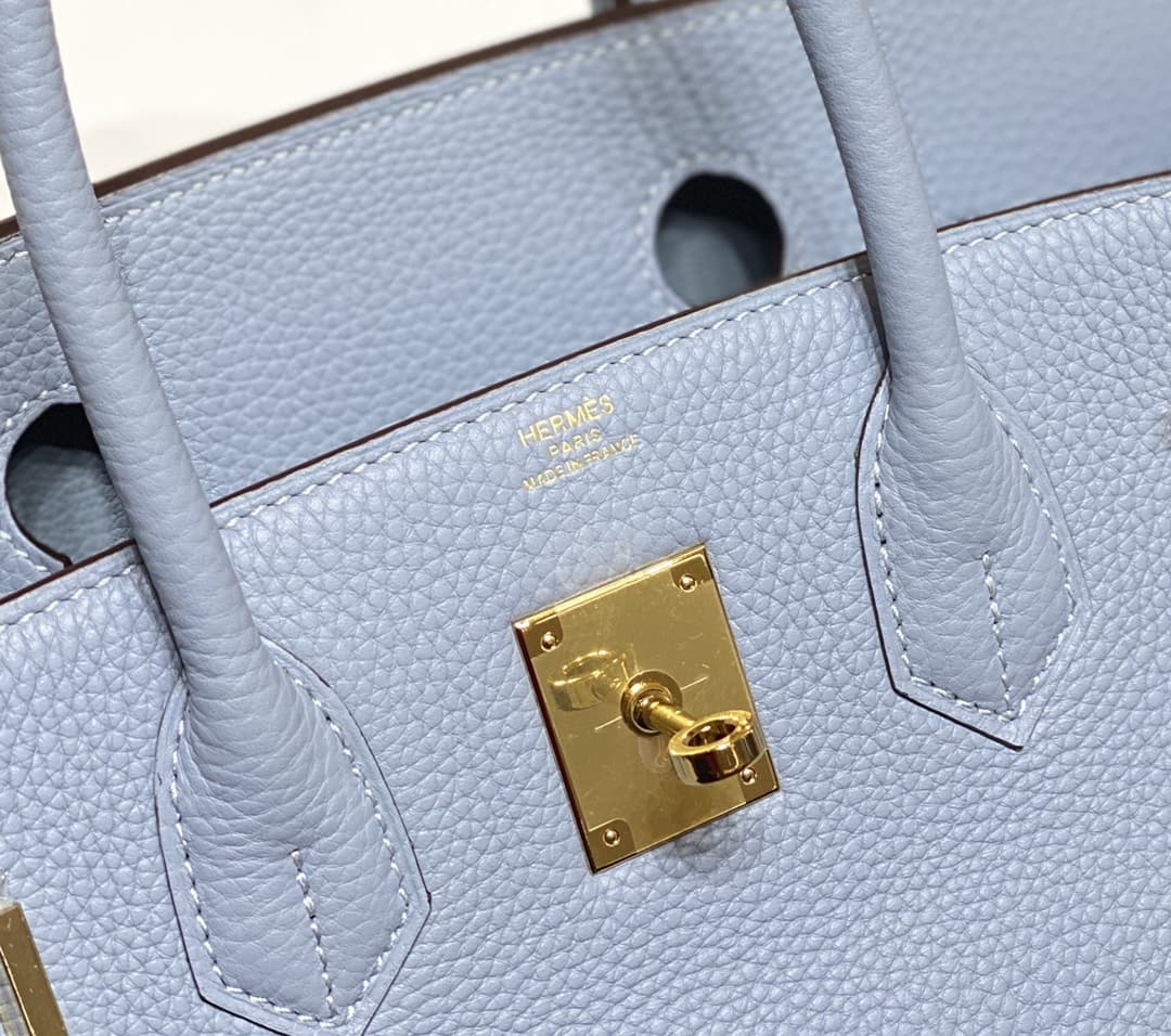 Hermes Birkin 25/30/35cm Bag Calfskin Silver/Gold Metal In Lt-Blue High