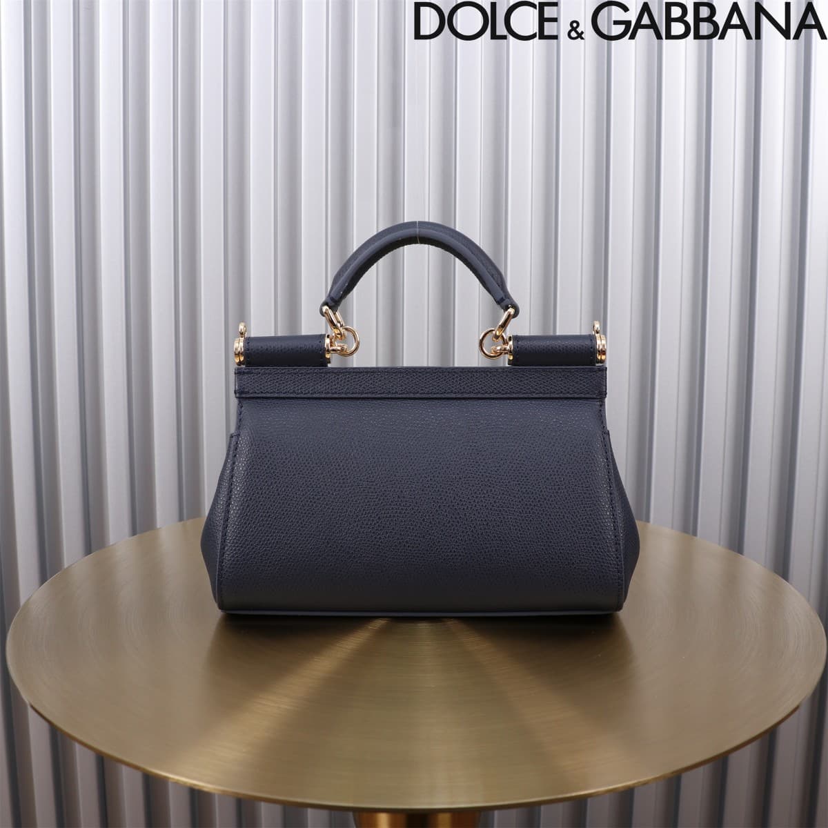 Dolce & Gabbana Miss Sicily top handle bag calfskin leather Navy Blue High