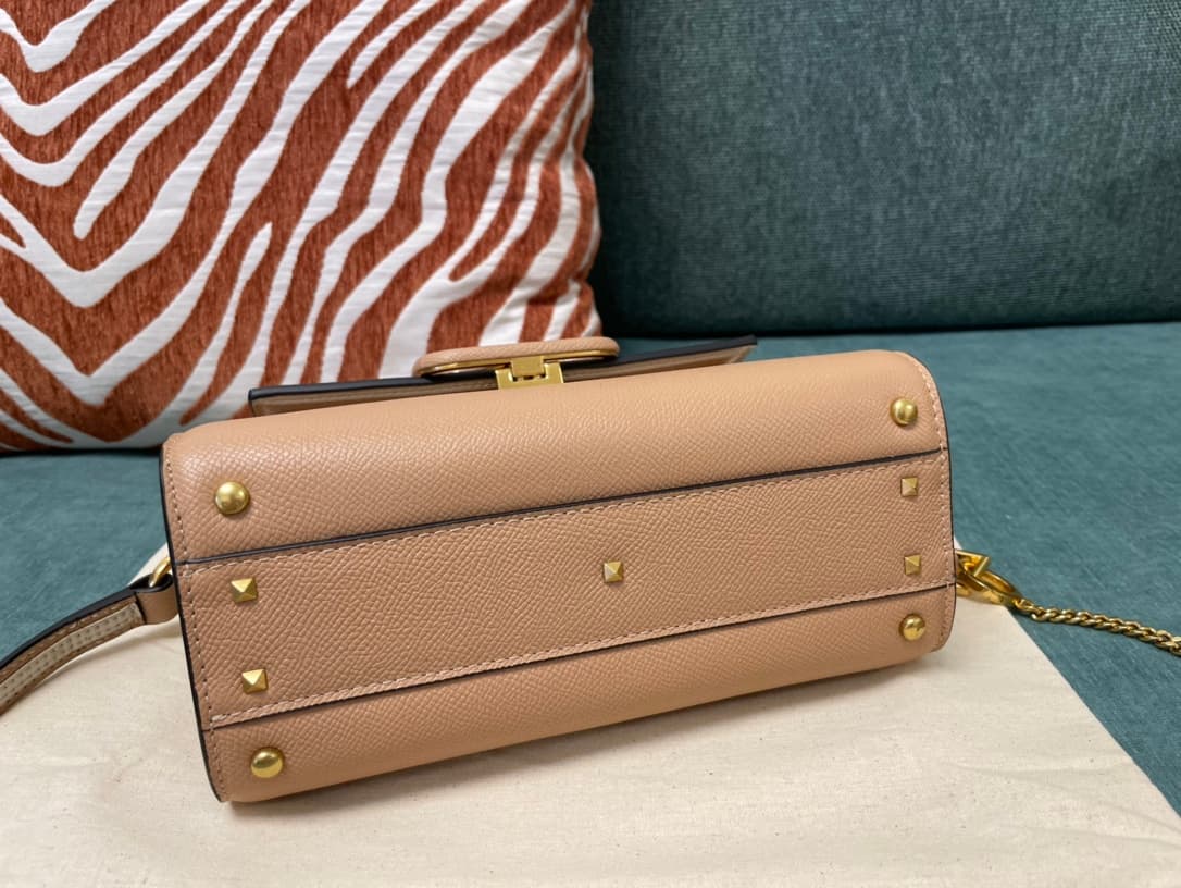 Valentino Mini Vsling Handbag In Nude Pink Grainy Calfskin High