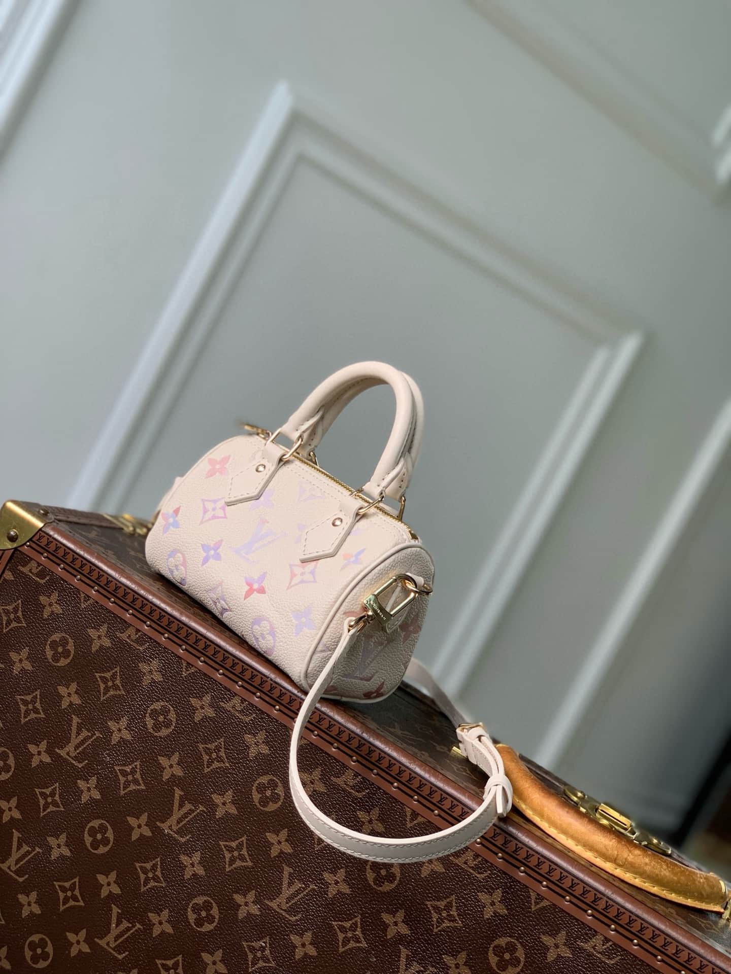 Louis Vuitton Nano Speedy Embossed grained cowhide leather M25591 Dream Beige High