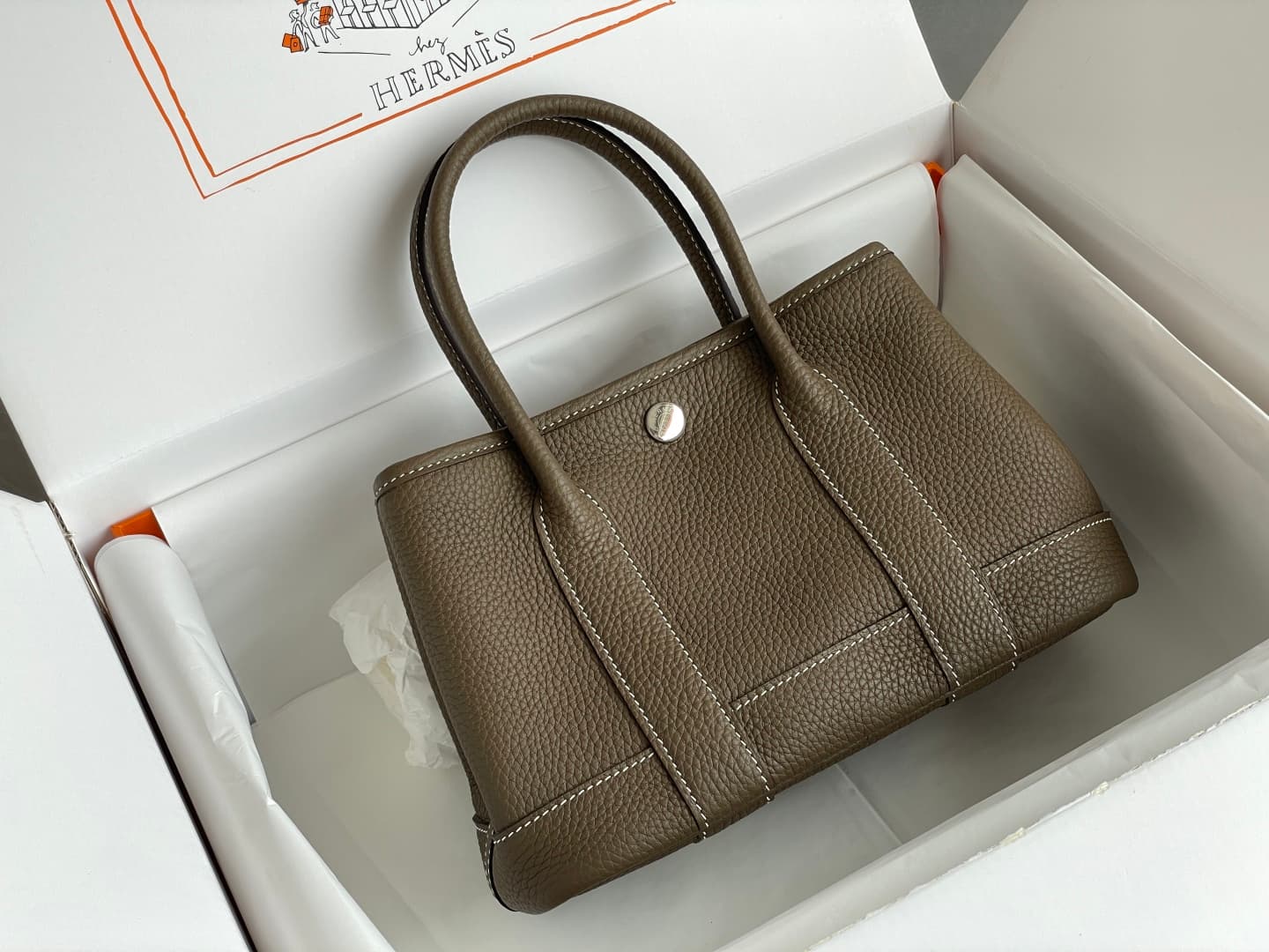 Hermes Garden Party 23 bag in Etoupe Togo Leather WAX High