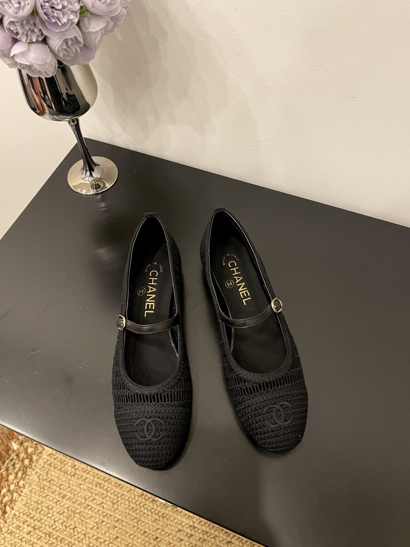 Chanel Raffia Ballet Flats Shoes Low Women