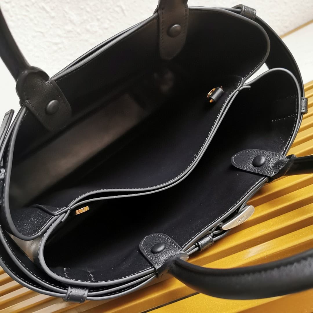 Prada Buckle small leather handbag with belt 1BA434 Black High