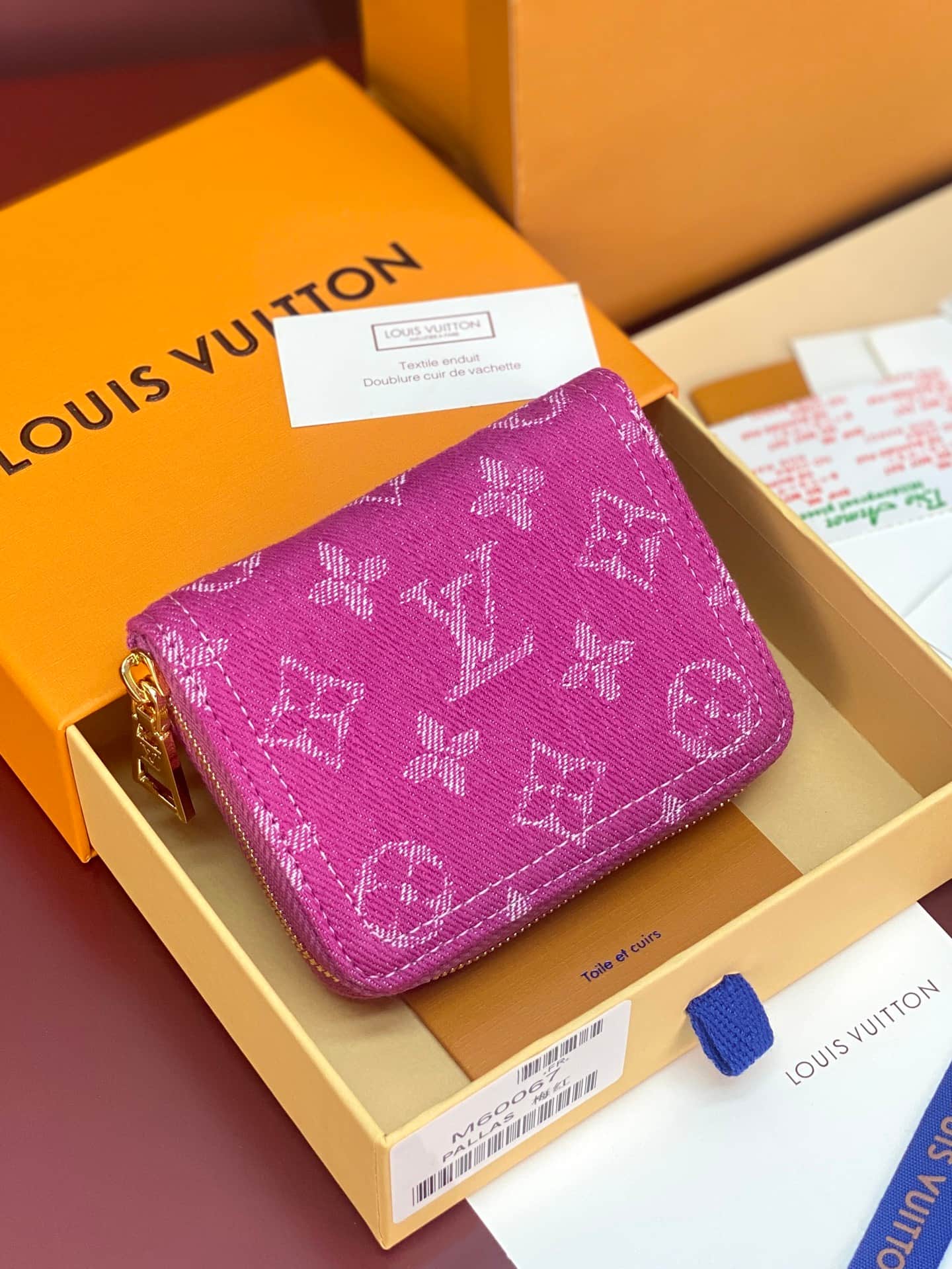 Louis Vuitton Lou Wallet Fuchsia Denim M60067 High