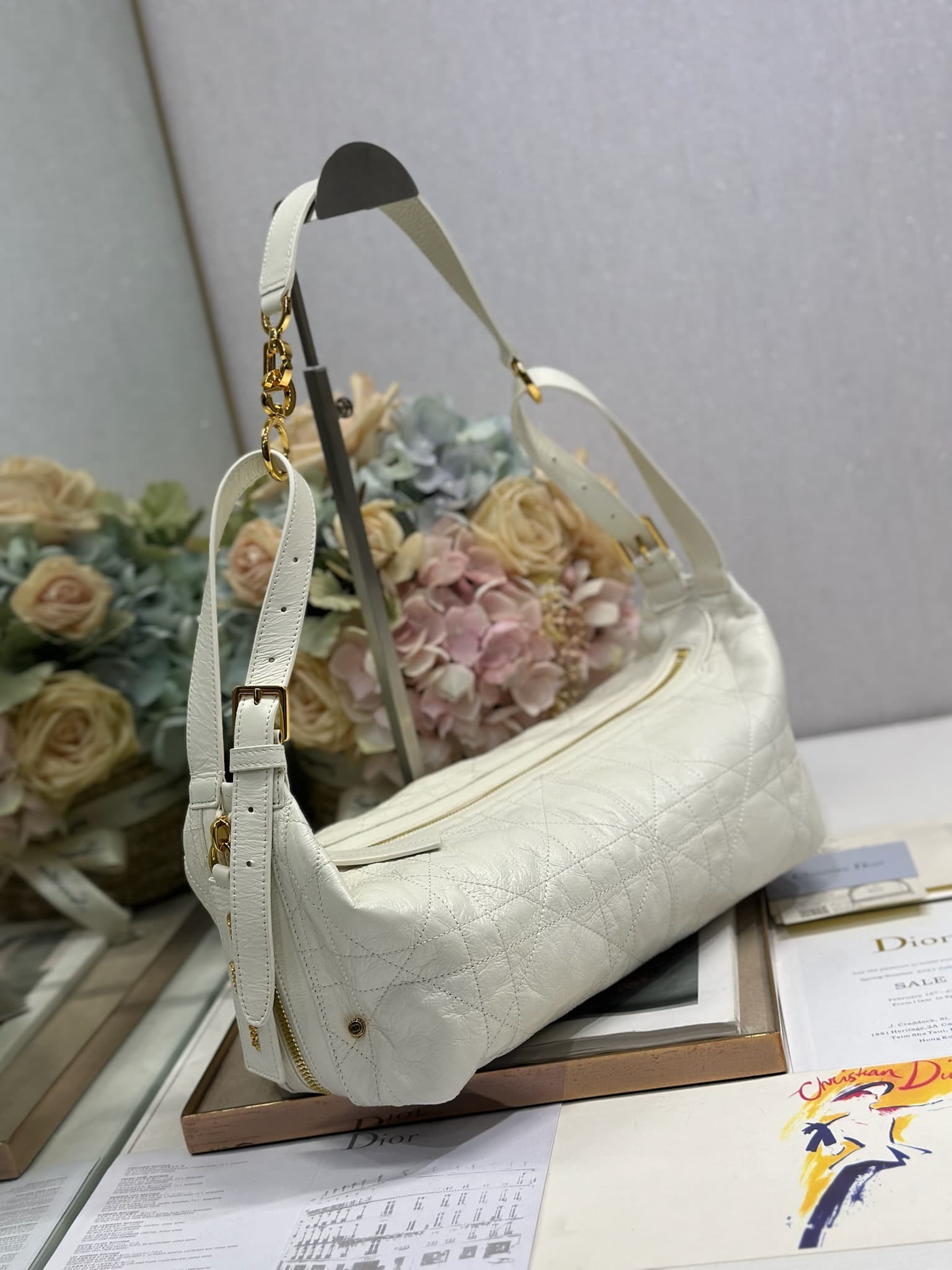 Medium D-Journey Bag in Crinkled Calfskin High