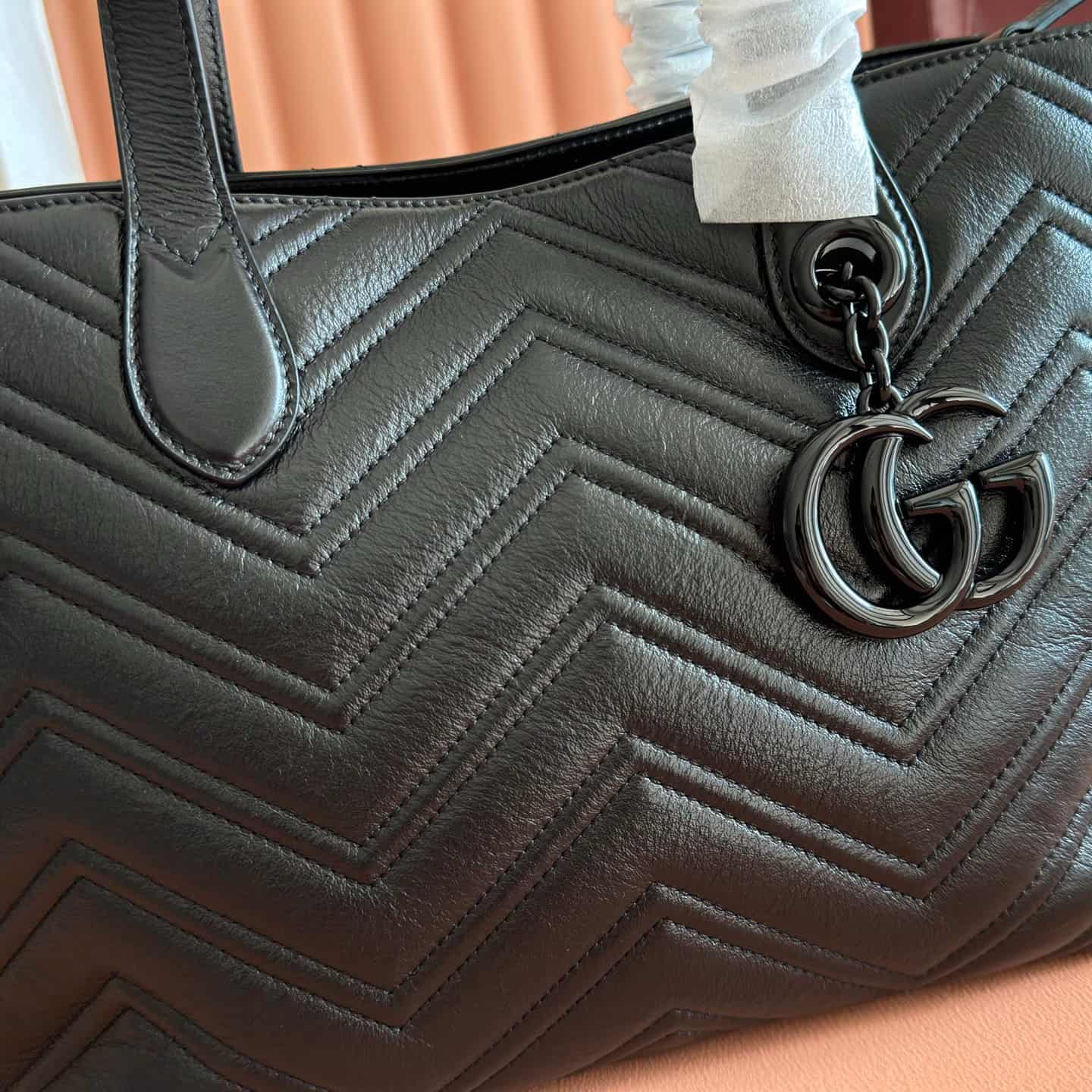 Gucci GG Marmont medium tote bag black leather 855279 High