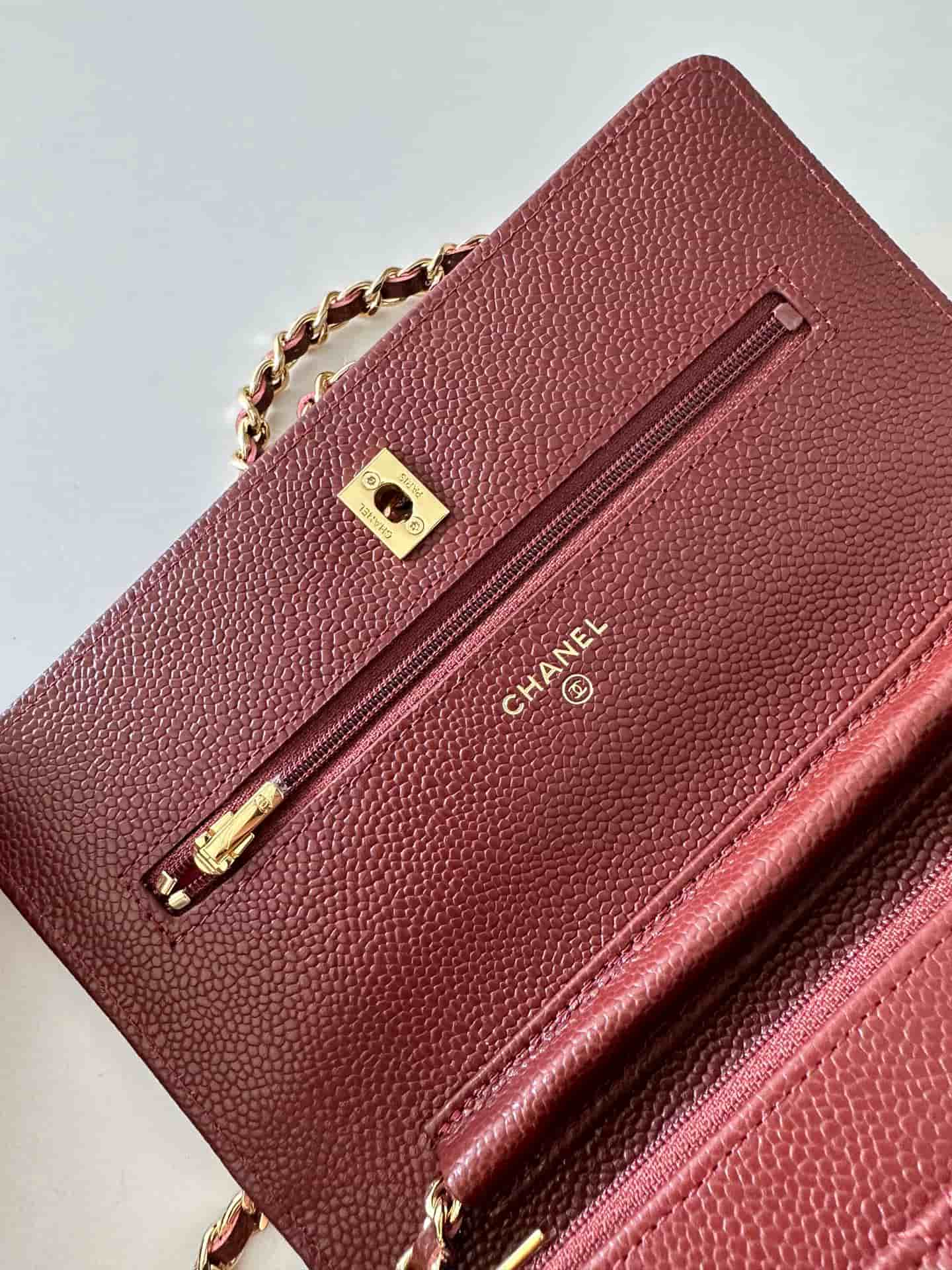 Chanel Classic Wallet on Chain Grained Shiny Calfskin & Gold-Tone Metal AP4241 Dark Brown High