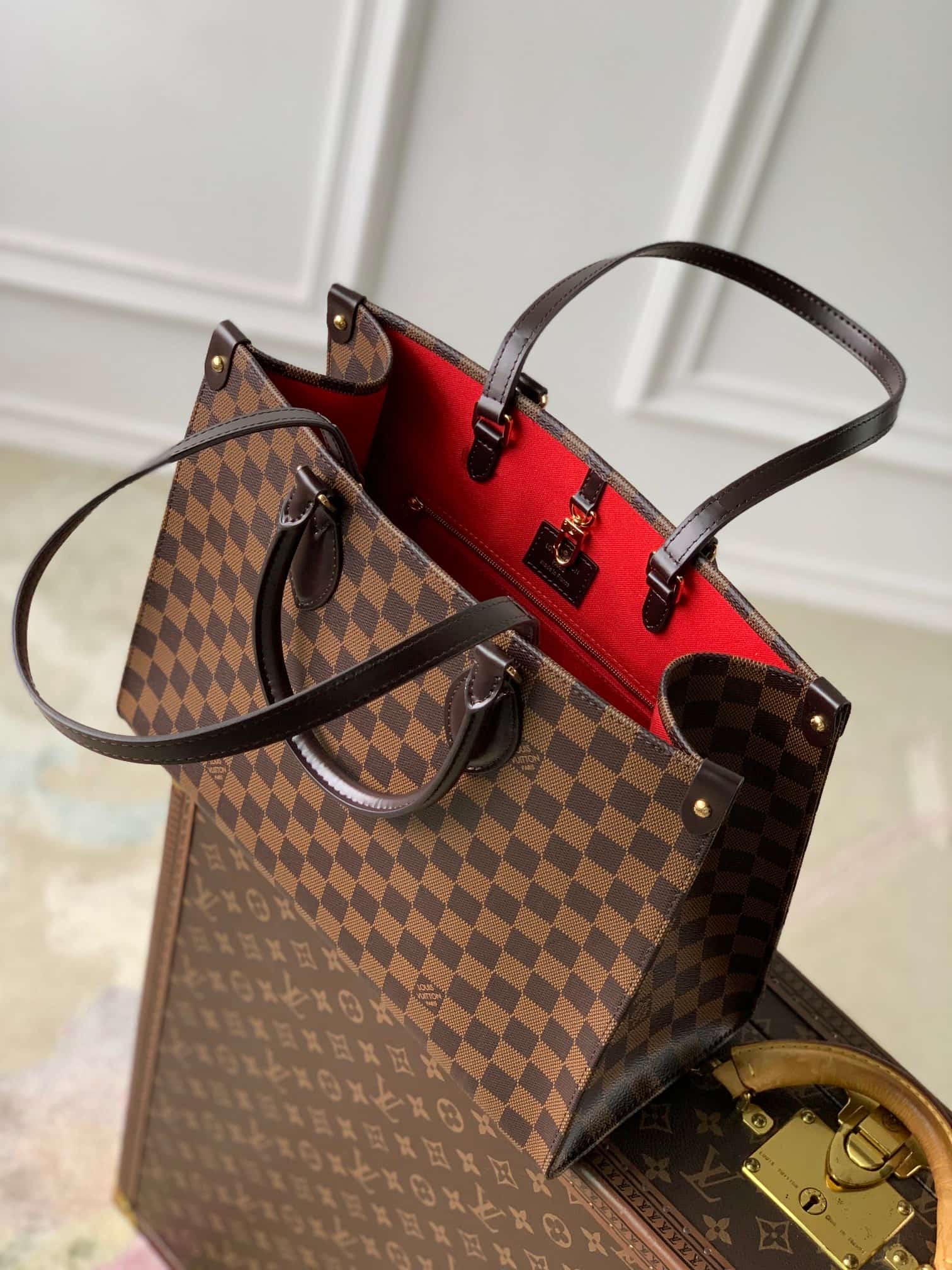 Louis Vuitton Damier Ebene OnTheGo MM Tote Bag N00065 High