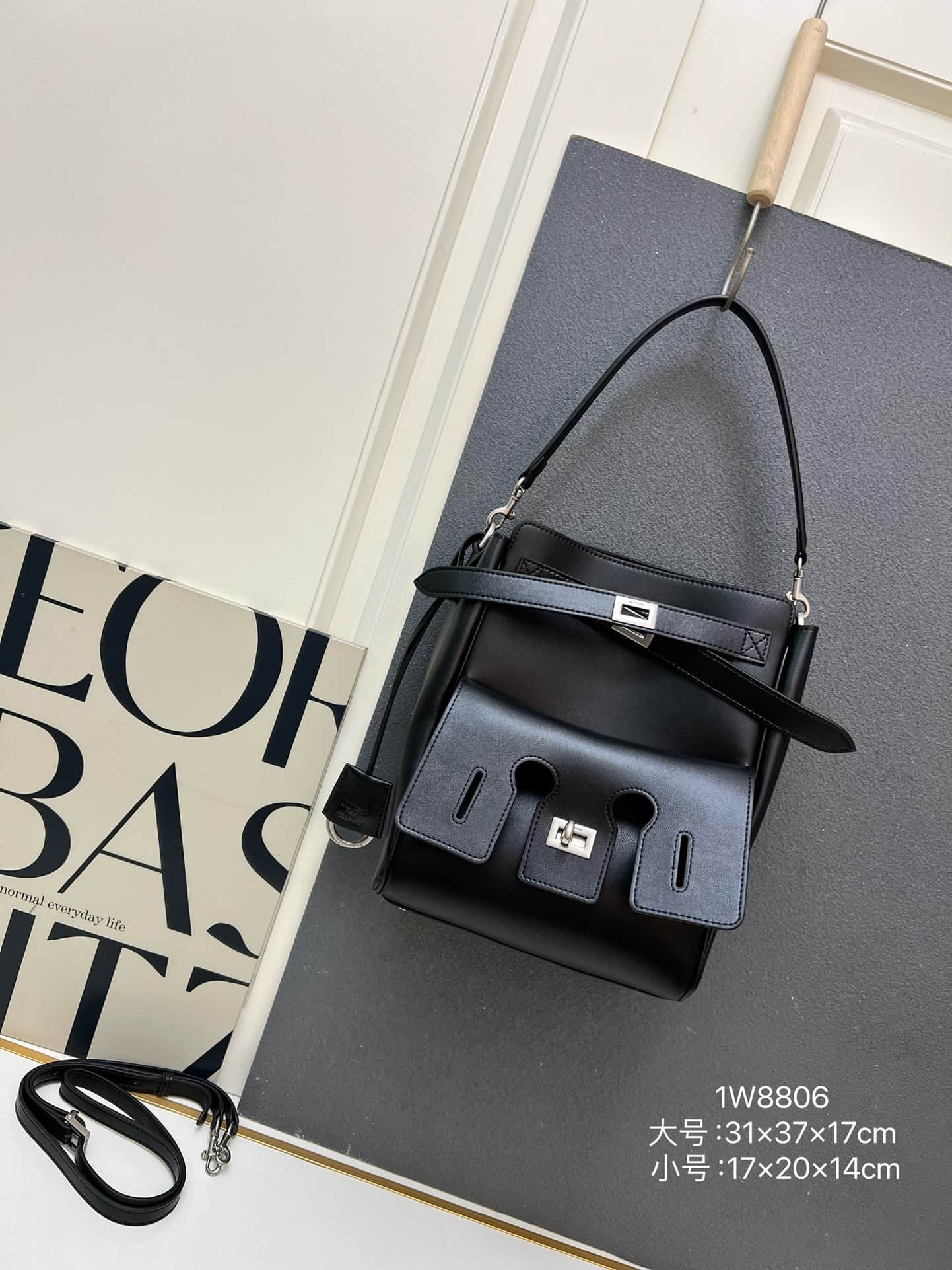 Balenciaga Bel Air Carry All Bag in balck leather silver hardware 1W8806 High