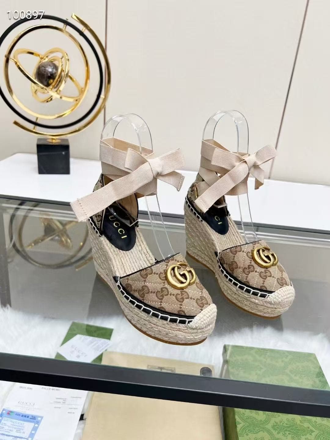 Gucci Monogram Matelassé GG Marmont platform sandals