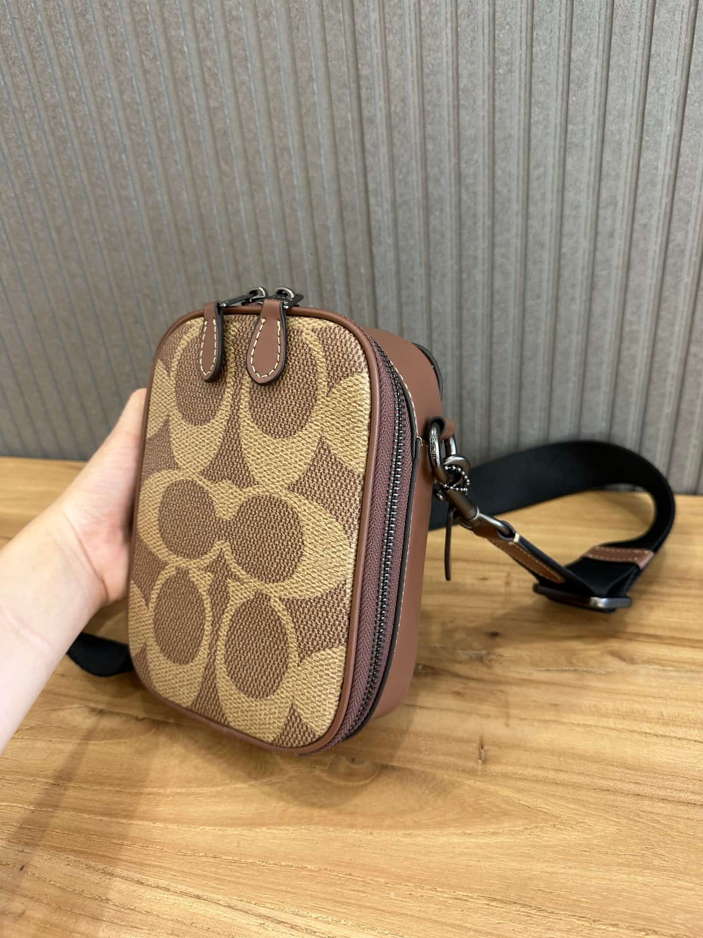 Coach Stanton Crossbody Bag in Beige Signature Canvas High