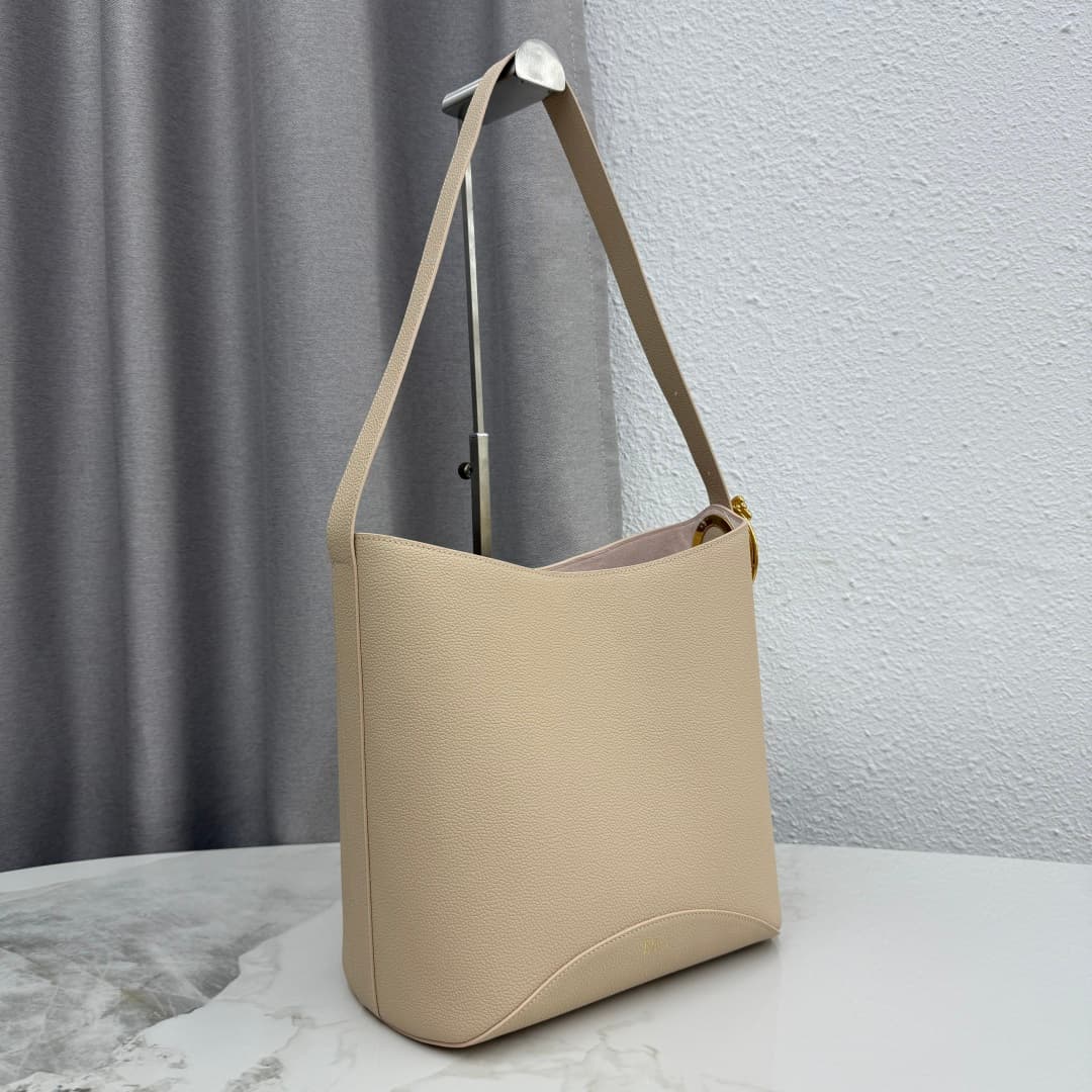 Dior Medaillon Bucket Bag in Beige Grained Calfskin High