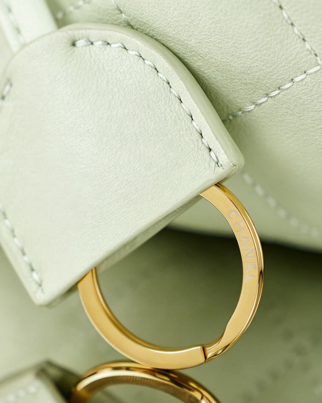 Chanel Clutch with Leather Strap Lambskin & Gold-tone Metal AP5228 Light Green  A