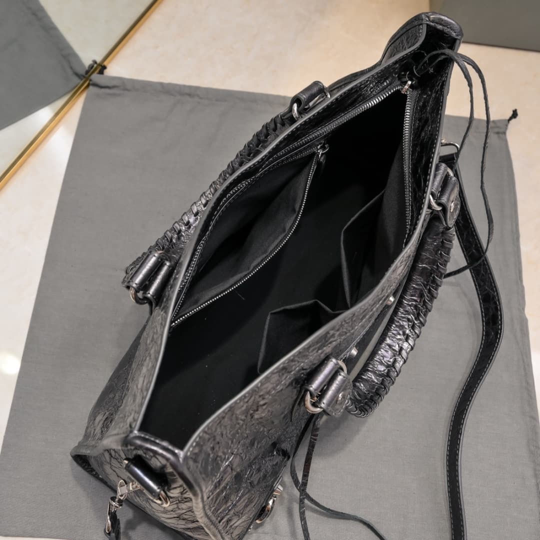 WOMEN'S LE CITY Medium Bag Silver Metal Steel Grey High