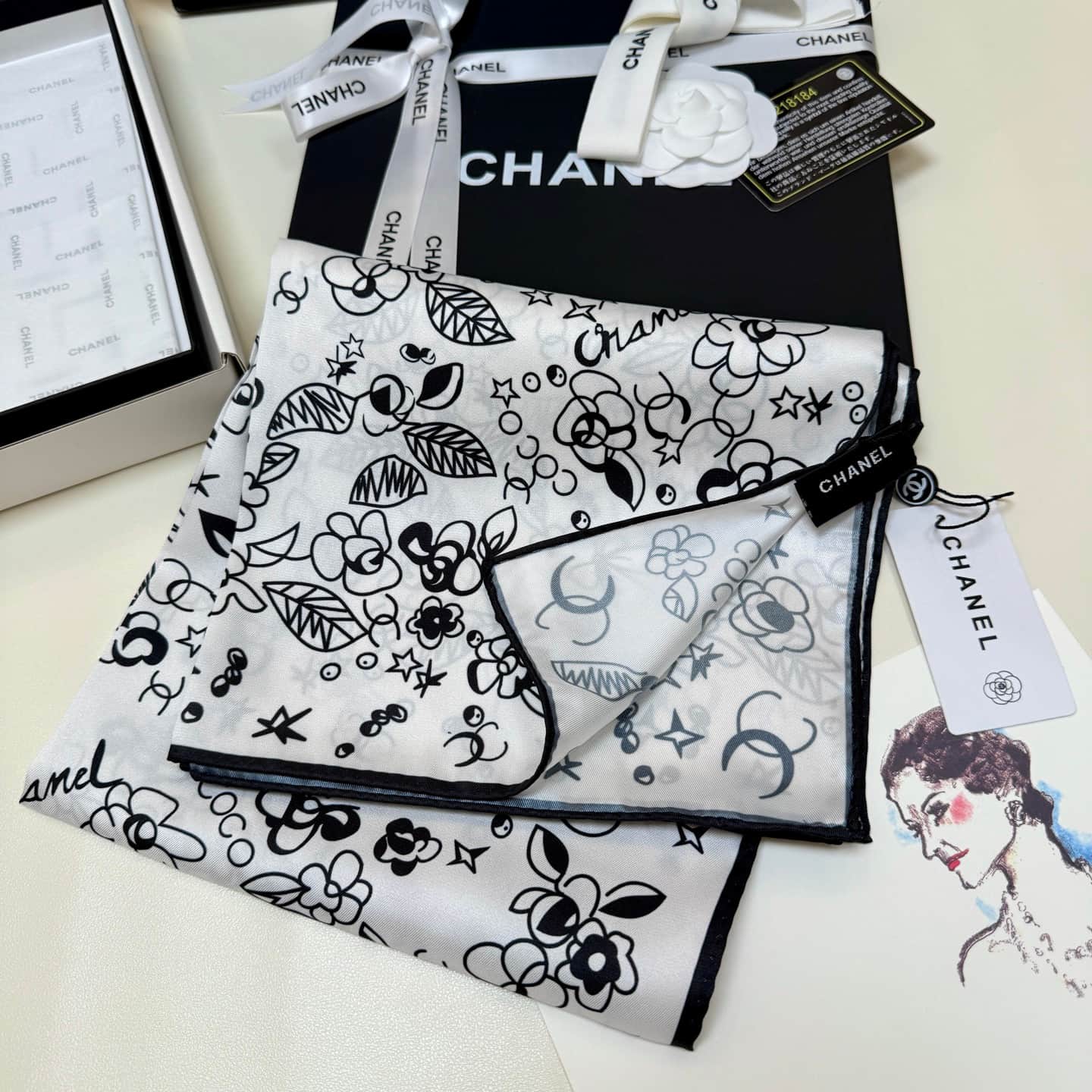 Chanel Graffiti Print scarf