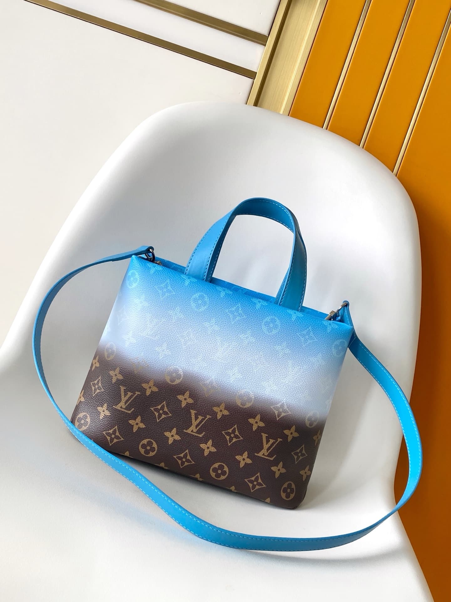 Louis Vuitton Mini Shopper Tote Blue Monogram Pigment coated canvas M28027 High