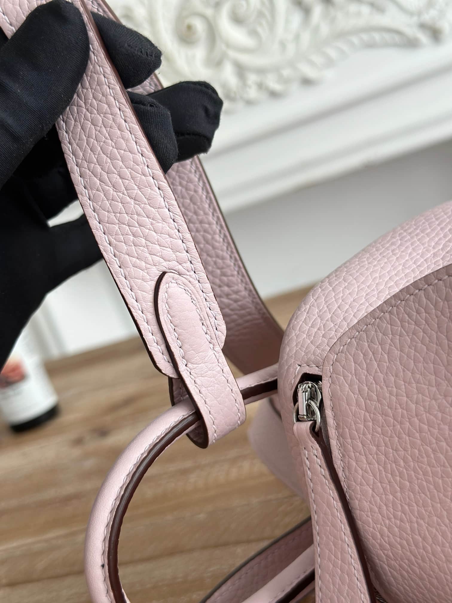 Hermes Lindy Mini Bag Clemence Leather In Rose Sheherazade WAX High