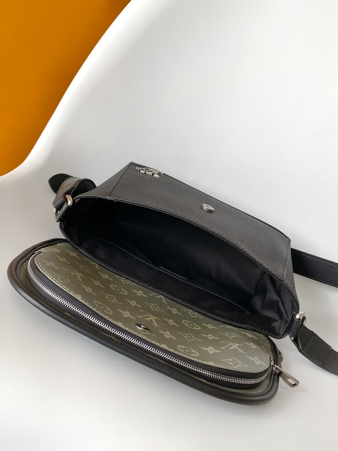 Louis Vuitton Pulse Messenger Bag Khaki Monogram Coated Canvas M12625 High