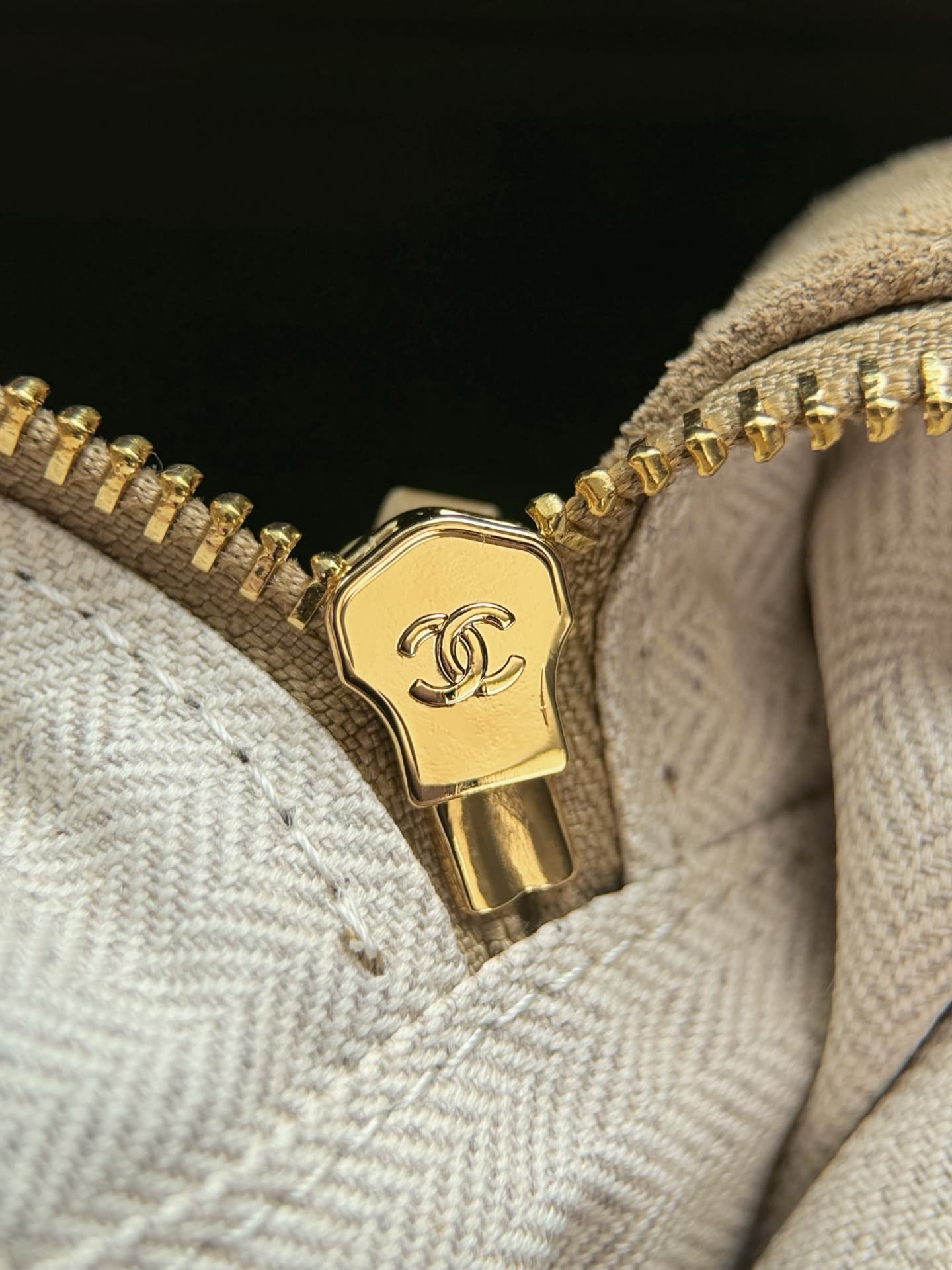 Chanel Maxi Camera Case Suede Calfskin & Gold Metal Dark Beige AS6443 A